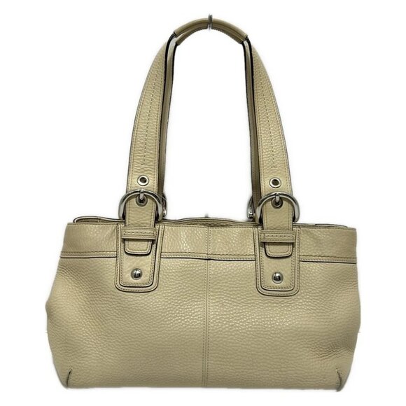 Auth COACH Soho Pleated Tote F13732 Cream Leather - Tote Bag - Picture 6 of 8